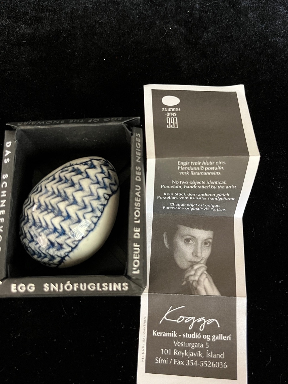 Egg of the Snowbirdhandmade porcelain art egg Kogga Ceramic Studio in Iceland